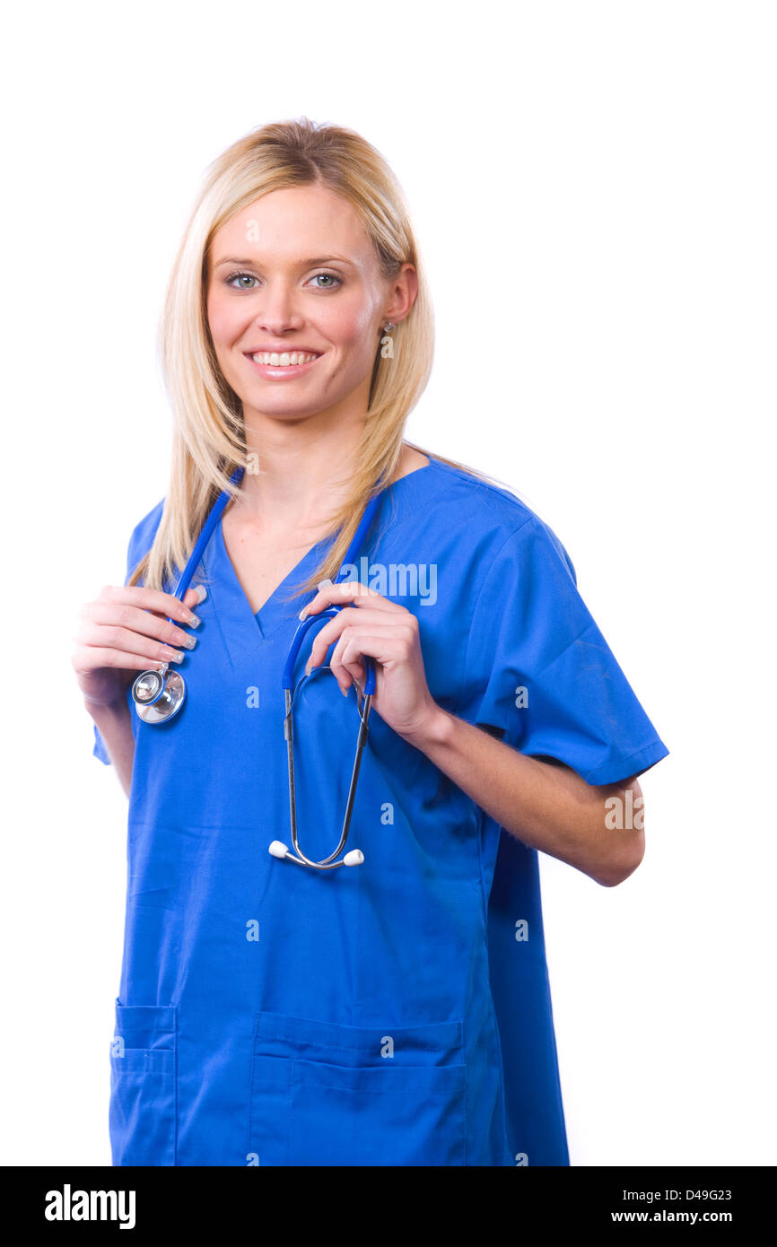 Female medical student isolated on white Stock Photo Alamy