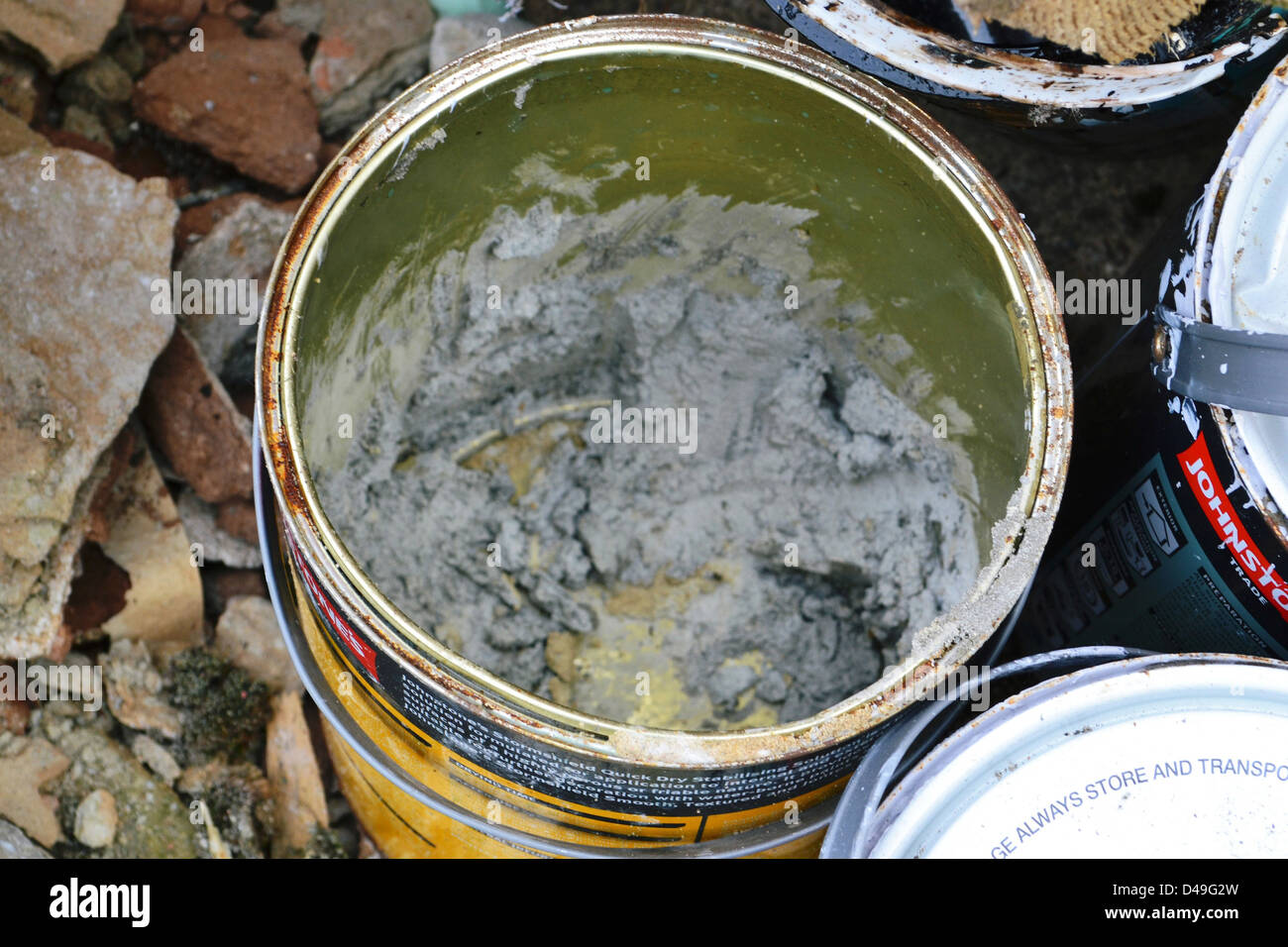 Cement in a Paint can Stock Photo Alamy