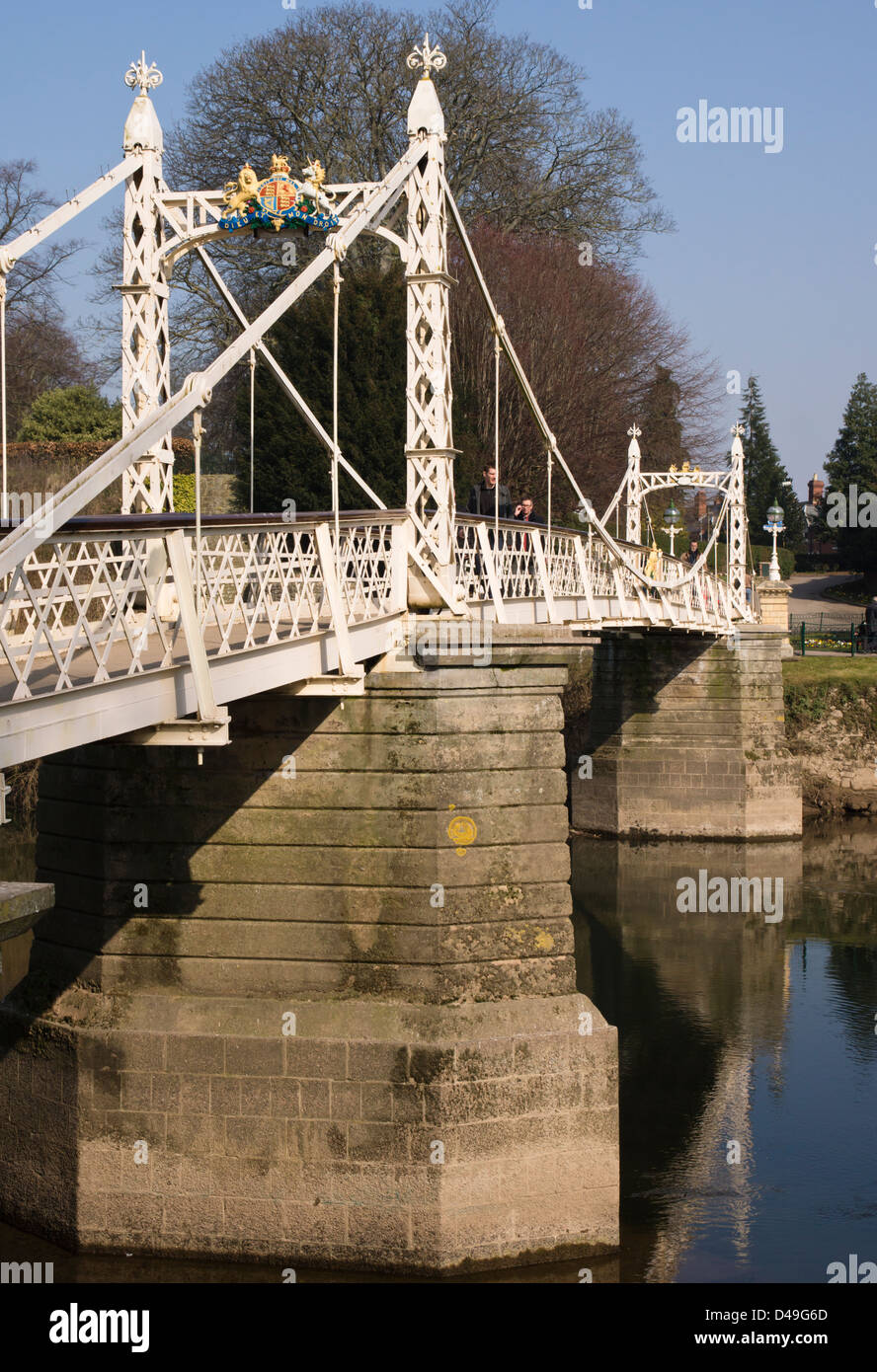 Hereford, the Victoria suspension bridge over the river Wye Stock Photo