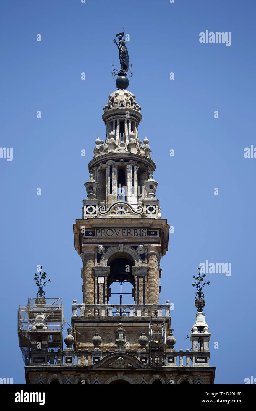 Seville, Spain, Detail of the Giralda of Seville Cathedral Stock Photo
