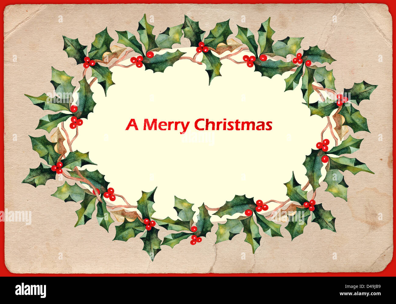 Background with Christmas holly Stock Photo - Alamy