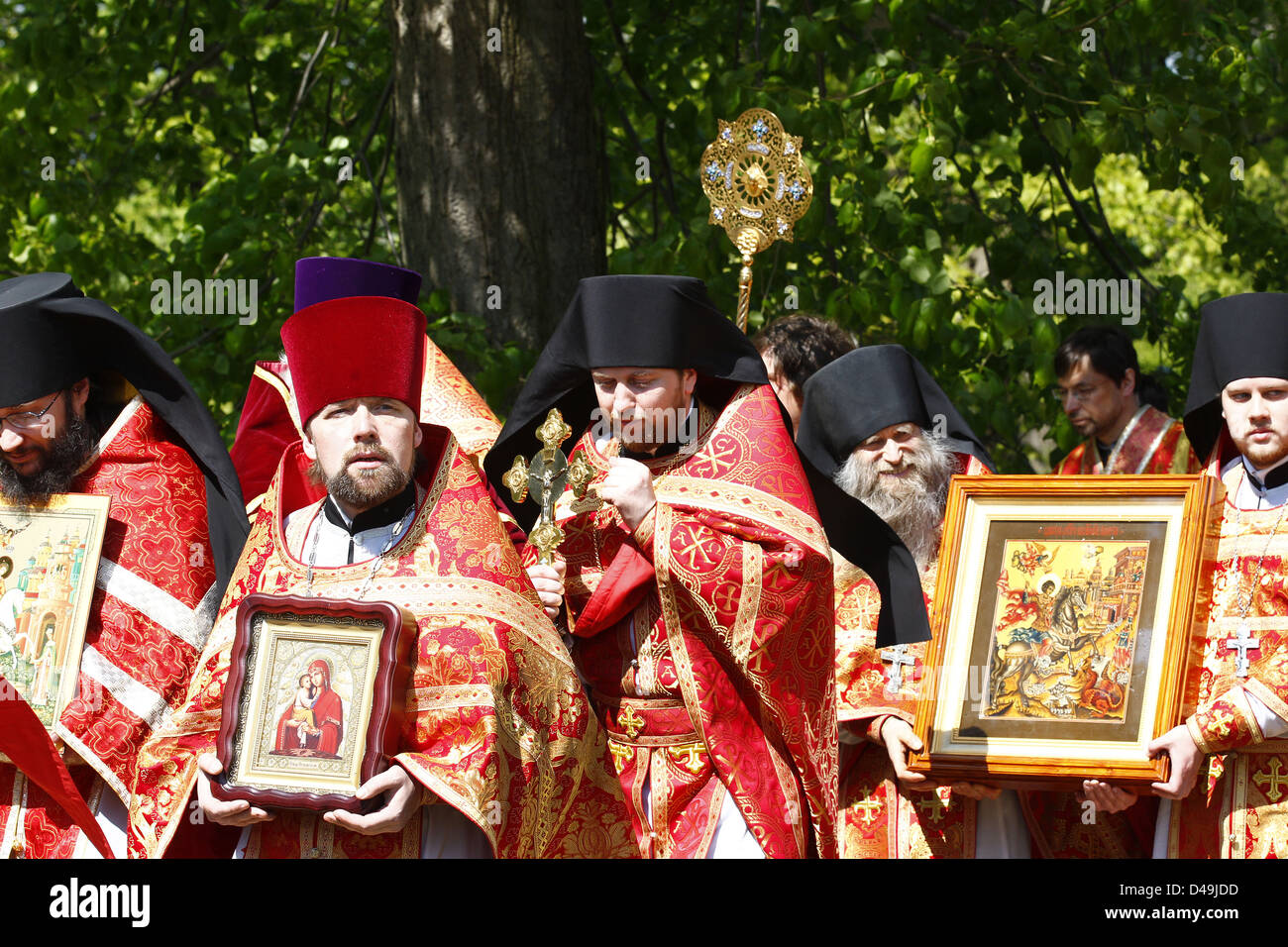 Milmersdorf, Germany, procession at the dedication of the Russian Orthodox Monastery of St. George Stock Photo