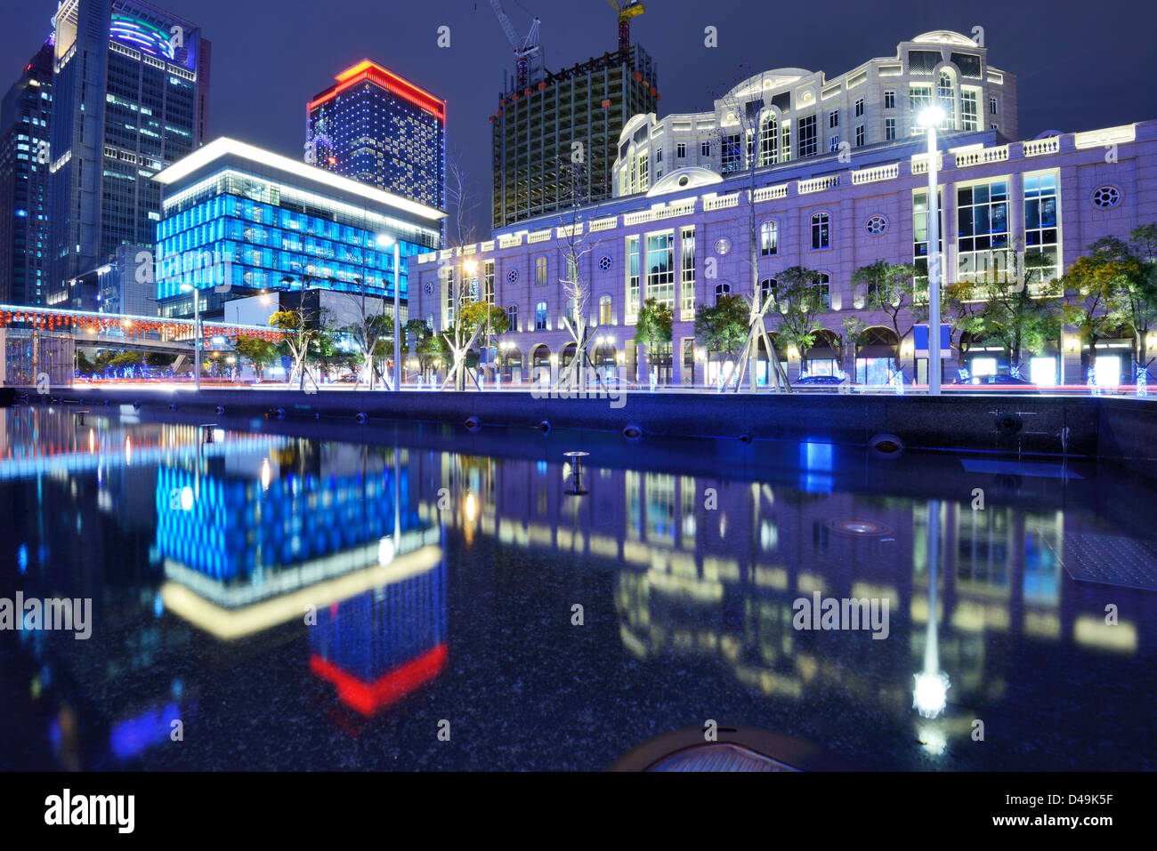 The cityscape of Xinyi District in Taipei, Taiwan, generally considered the financial district of the city. Stock Photo