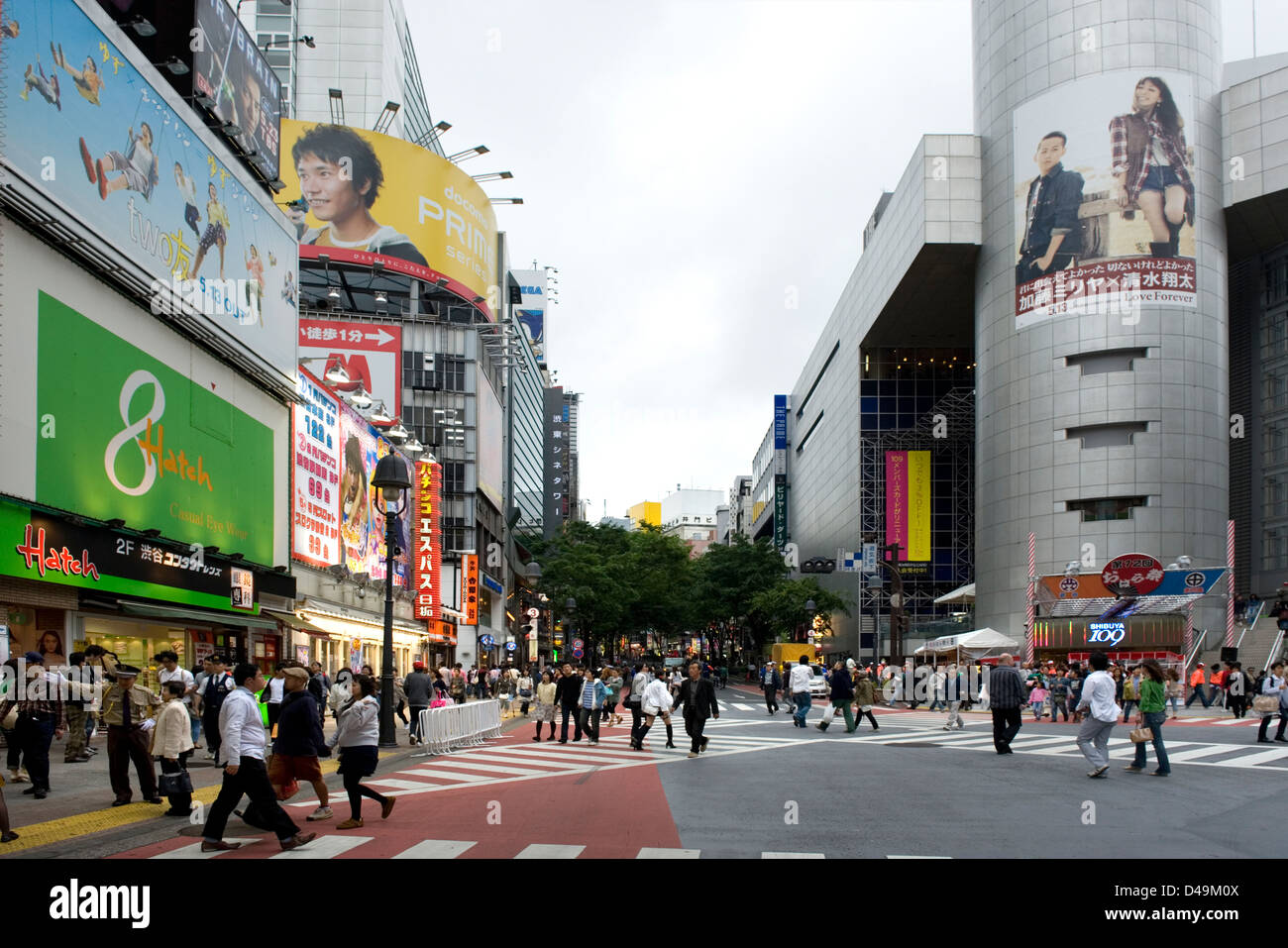 Dogenzaka Street with shops and restaurants including the popular 109 store in the trendy district of Shibuya, Tokyo. Stock Photo