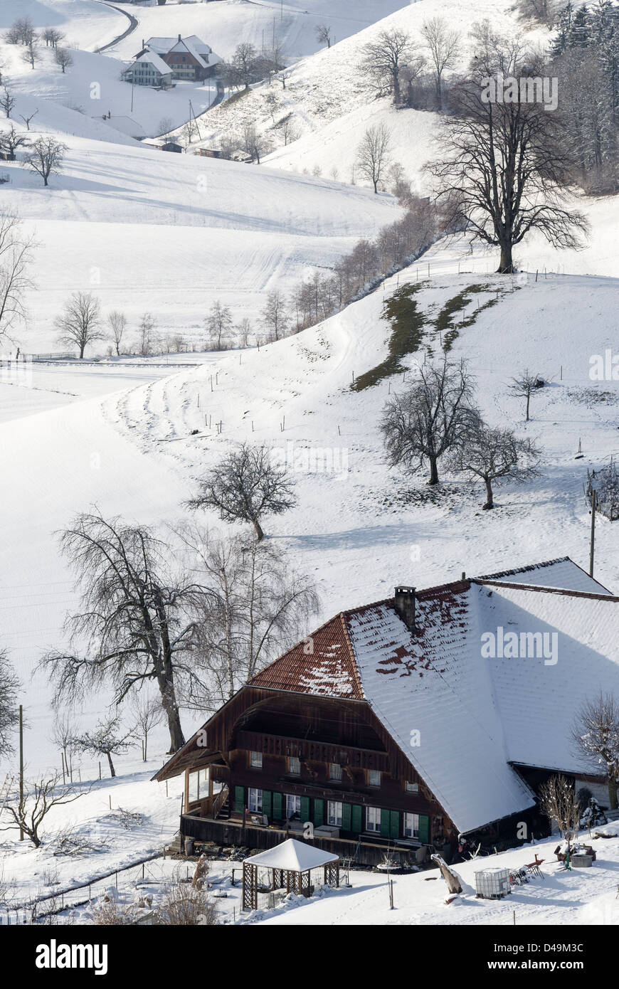 Farm House in Winter Stock Photo - Alamy