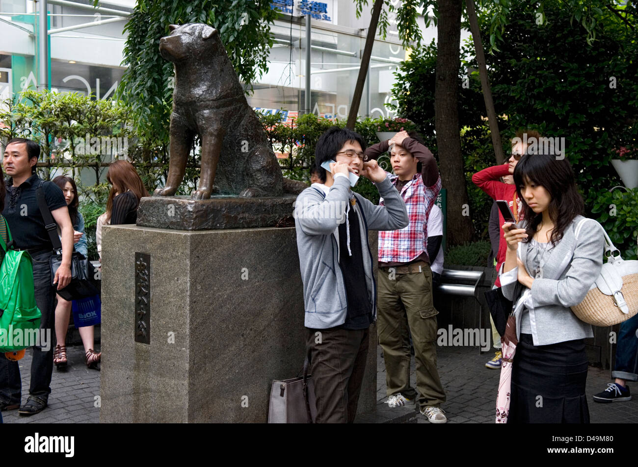 The famous "faithful dog" statue of Chuken Hachiko in Shibuya, Tokyo, Japan is a popular meeting