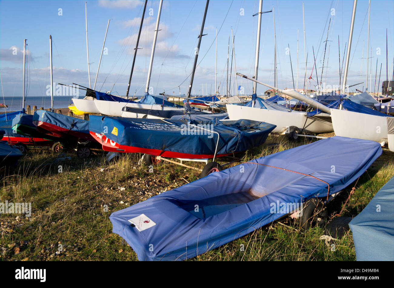 Beached Boats and Dingies Whitstable Sailing Club  Kent England UK Stock Photo