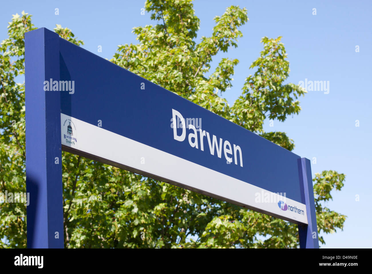 Darwen train station sign Stock Photo Alamy