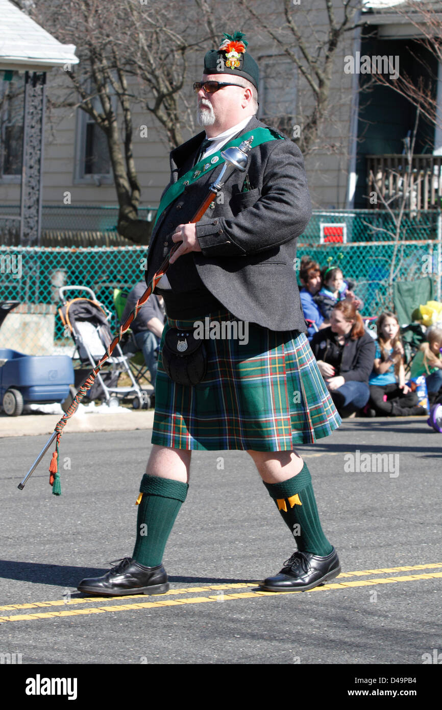 South Amboy, NJ, USA. 9th March, 2013. Band leader marches with baton