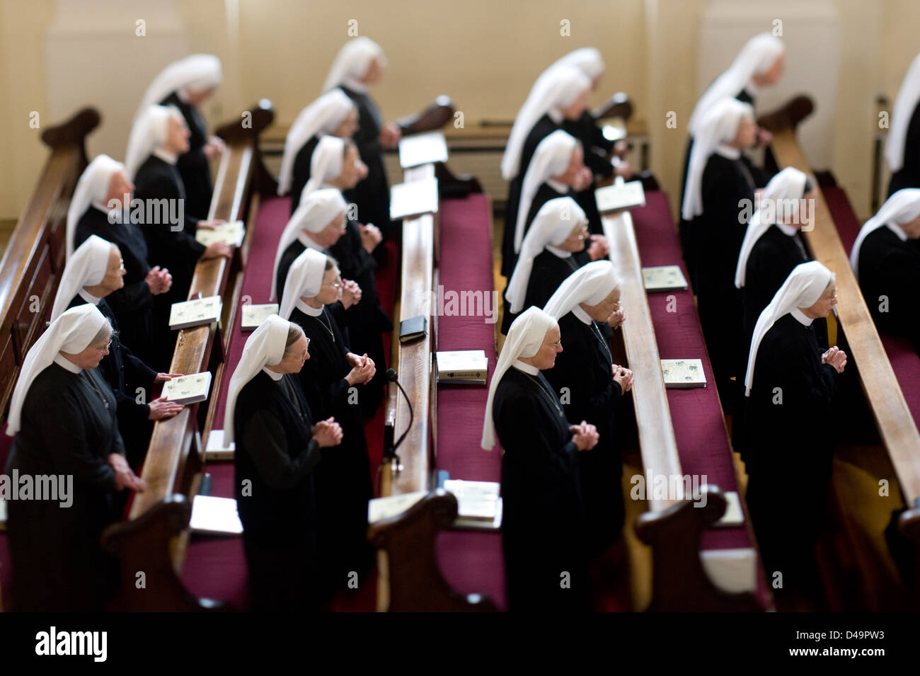 Heitersheim, Germany, sisters at a funeral ceremony Stock Photo