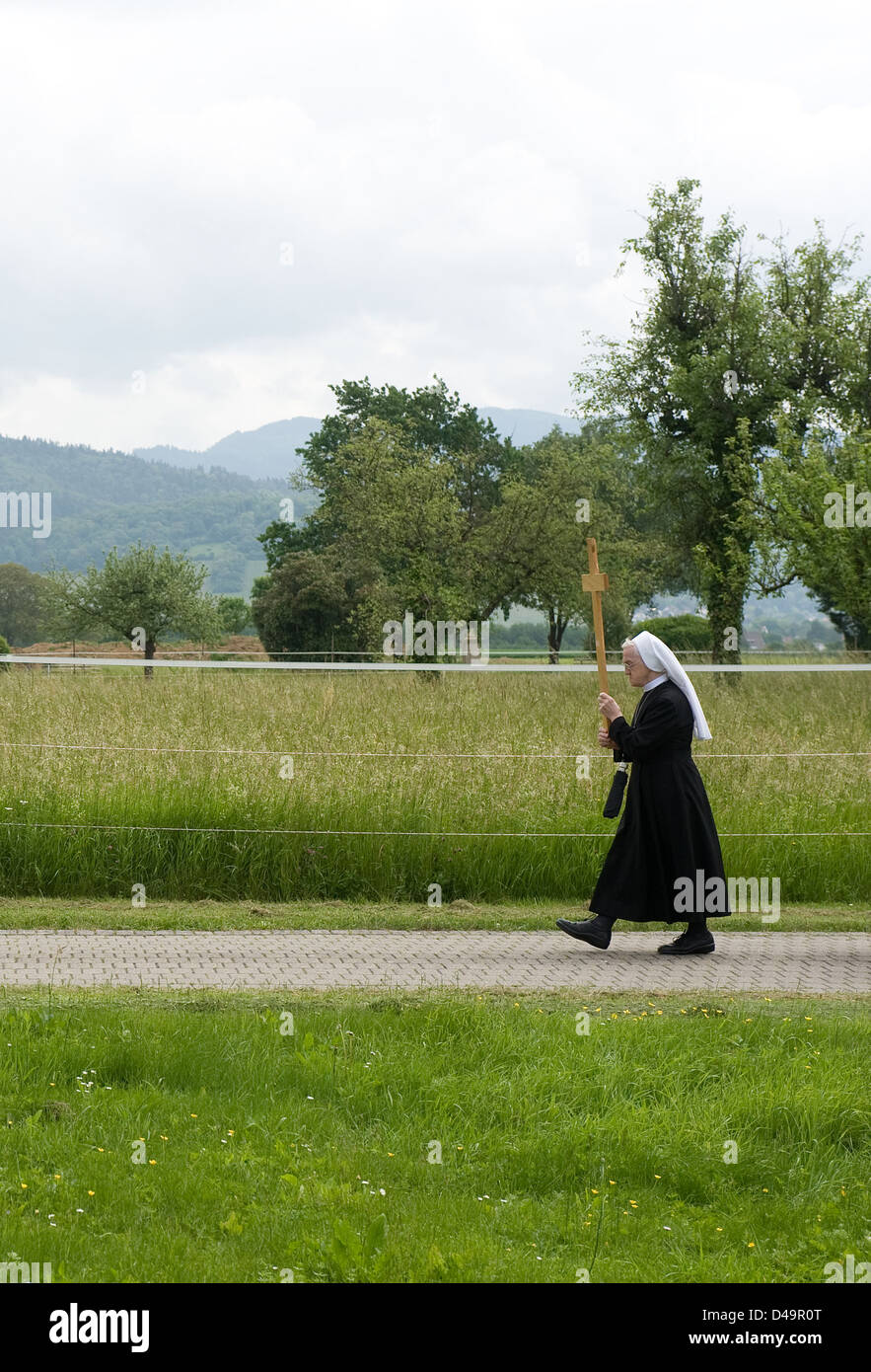 Heitersheim, Germany, funeral ceremony of a deceased fellow sister Stock Photo