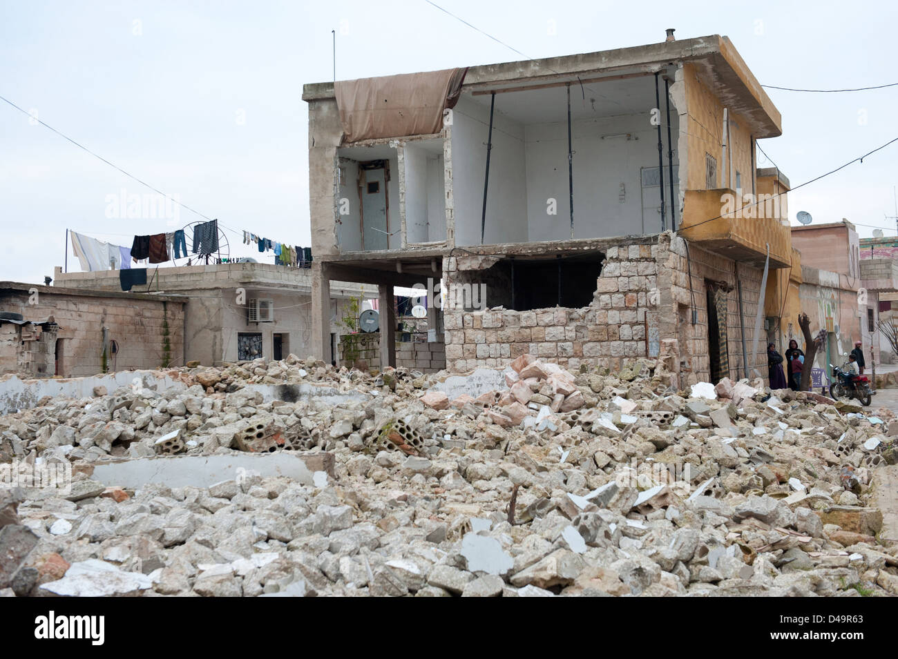 Destroyed houses, Maarat Hirmah, Syria Stock Photo