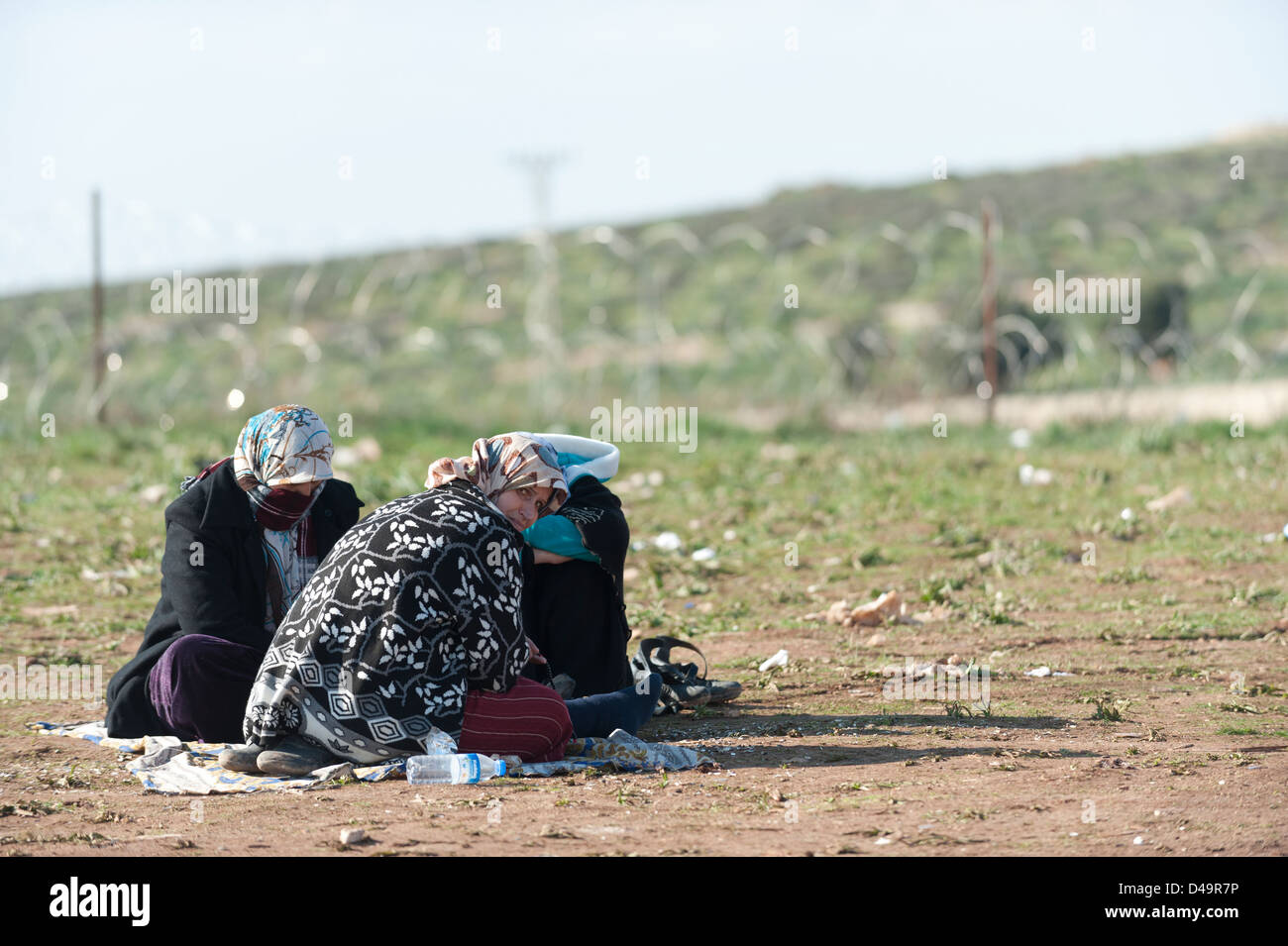 Refugees in the Atma Camp on the Turkish border, Syria Stock Photo