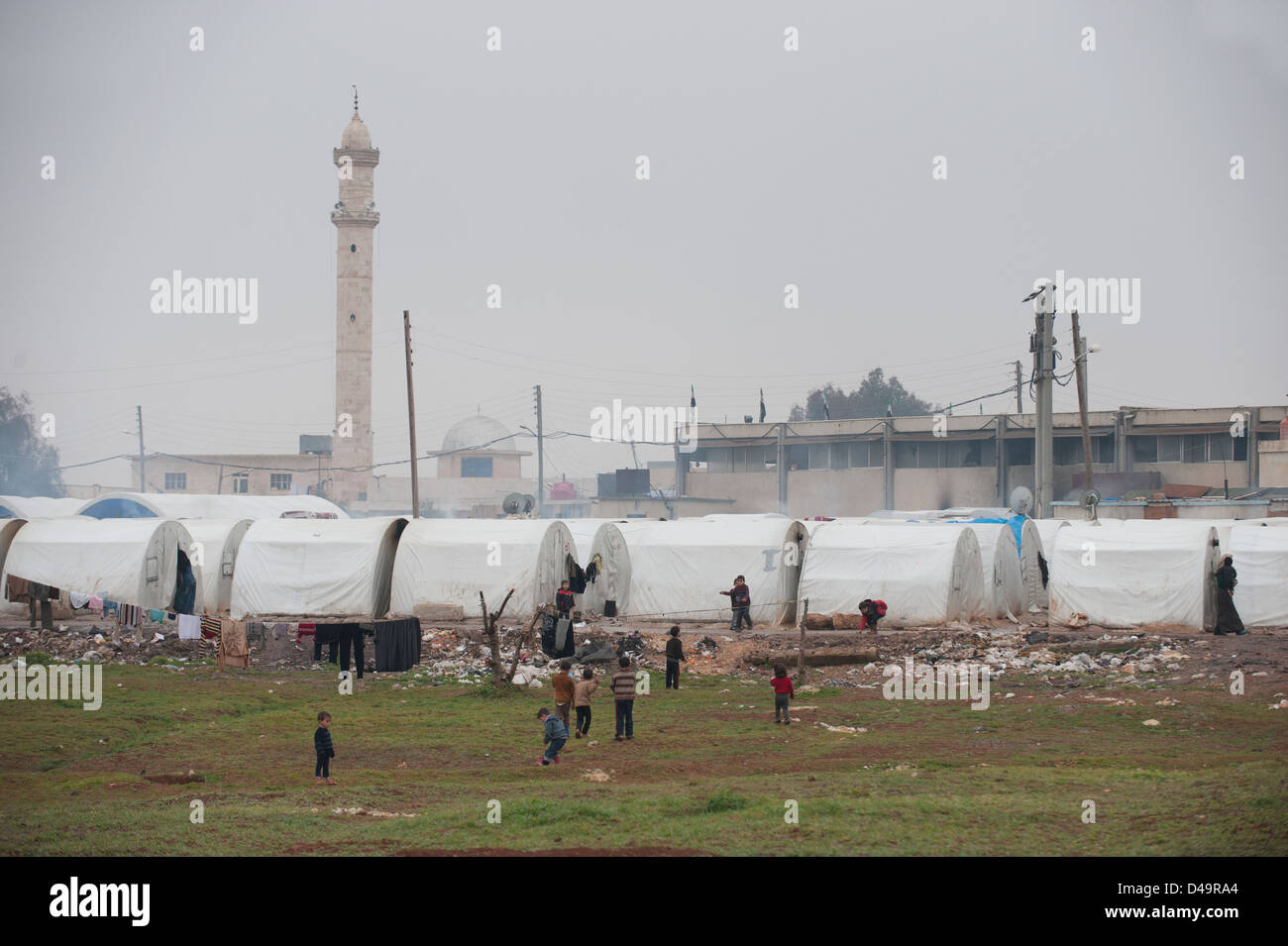 The Azaz Refugee Camp on the Turkish border, Syria Stock Photo