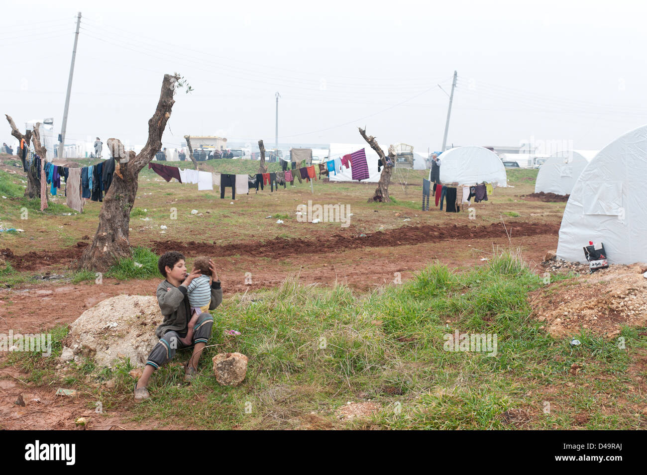 The Azaz Refugee Camp on the Turkish border, Syria Stock Photo