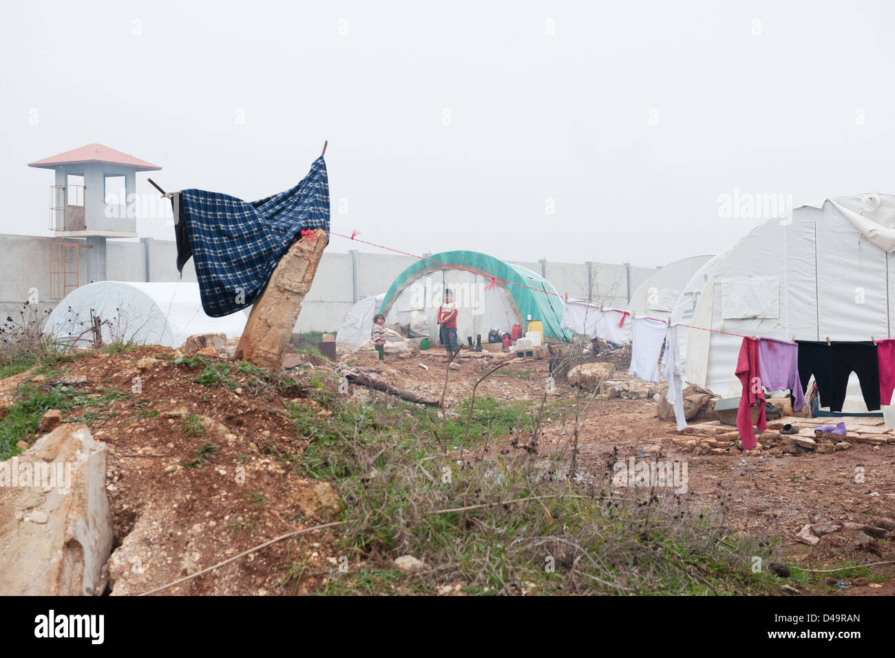 The Azaz Refugee Camp on the Turkish border, Syria Stock Photo