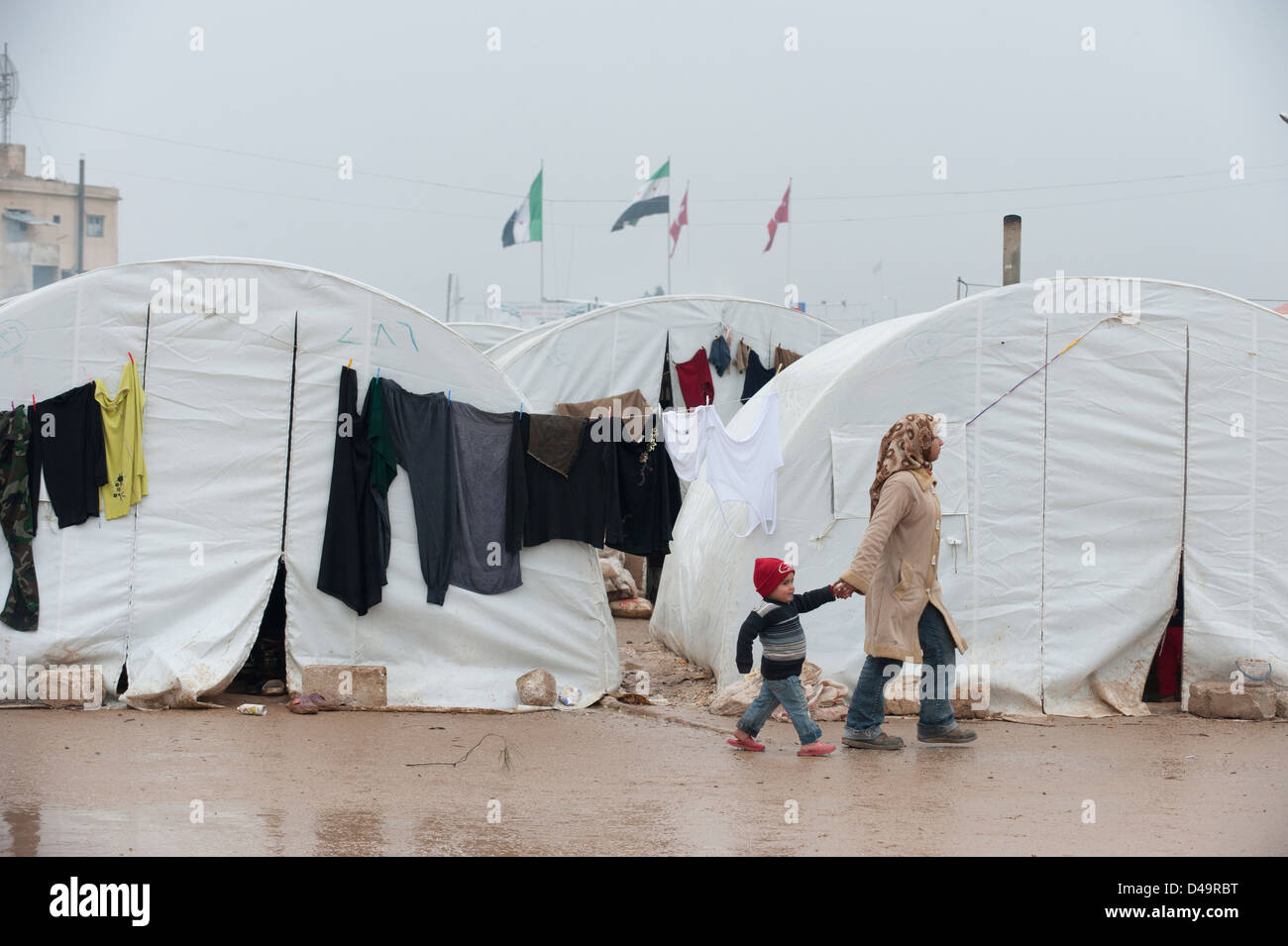 The Azaz Refugee Camp on the Turkish border, Syria Stock Photo