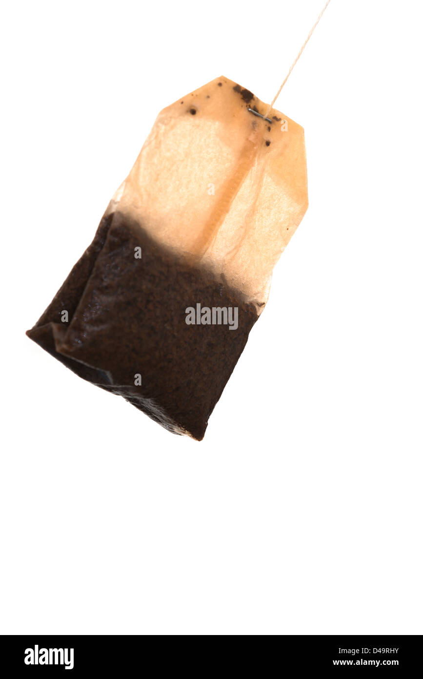 Used Teabag cutout  over a white background Stock Photo