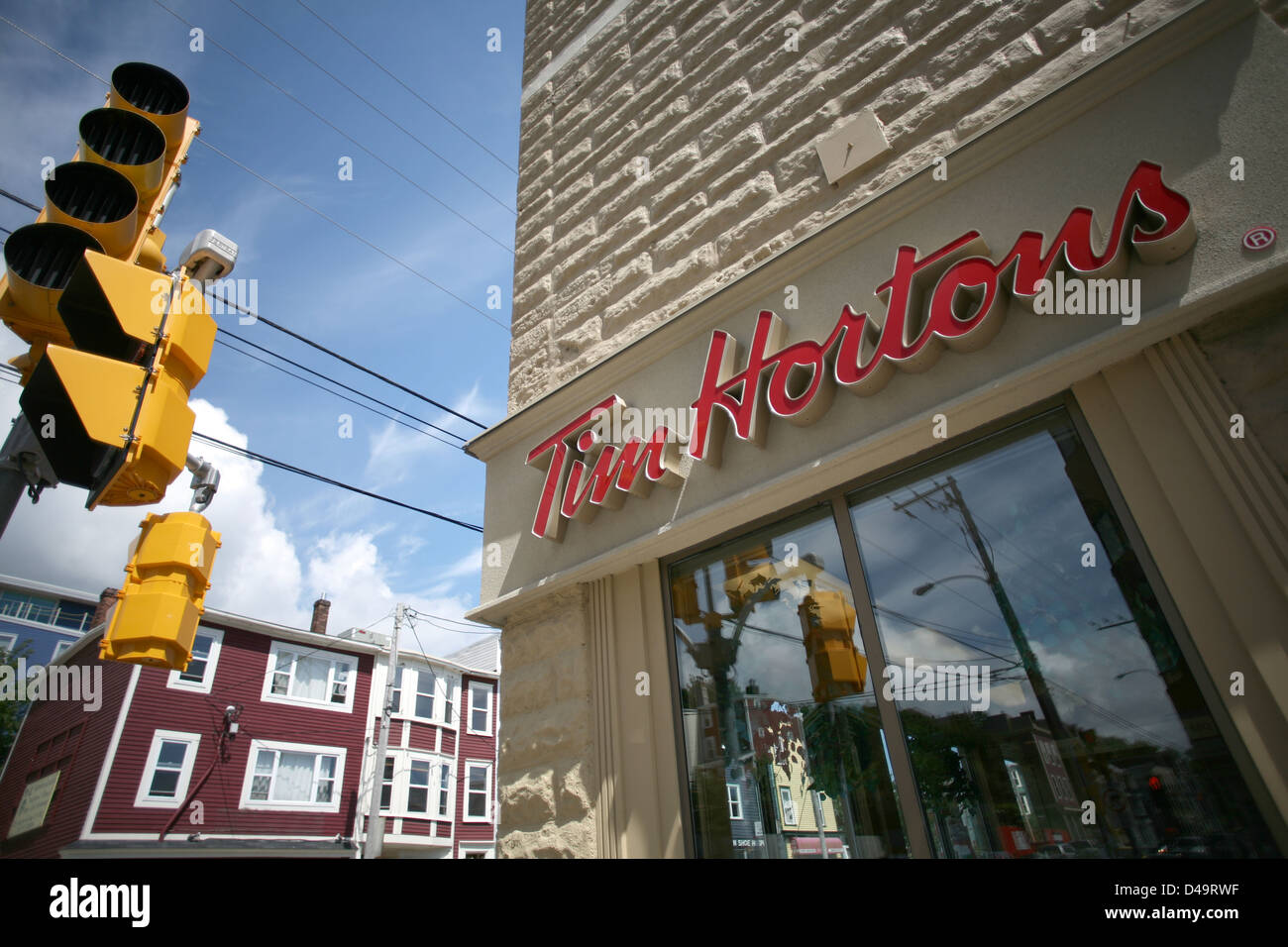 Tim Horton's located downtown St John's Newfoundland. Stock Photo