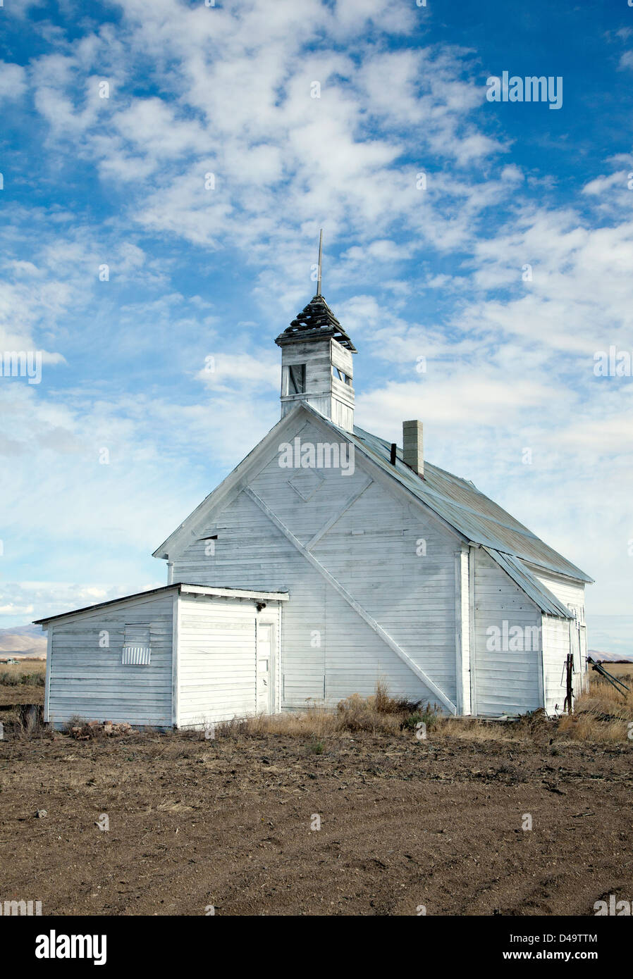 Old rural Mormon church in Fairfield, Idaho, 2012. Stock Photo