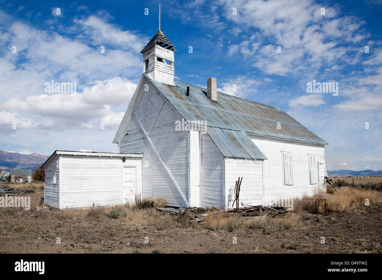 Rural Mormon Church in Fairfield, Idaho, 2012. Stock Photo
