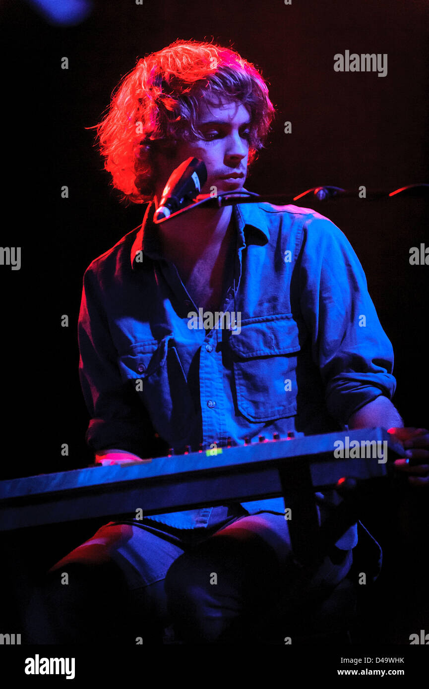 Toronto, Ontario, Canada. 9th March, 2013. Australian rock band 'Tame Impala' performed on stage at Kool Haus in Toronto. In picturre: keyboardist JAY 'GUMBY' WATSON (Credit Image: Credit:  Igor Vidyashev/ZUMAPRESS.com/Alamy Live News) Stock Photo