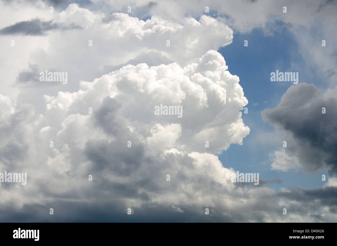 Cumulonimbus clouds pile higher and higher as a rain storm builds over Campobello Island, New Brunswick Stock Photo