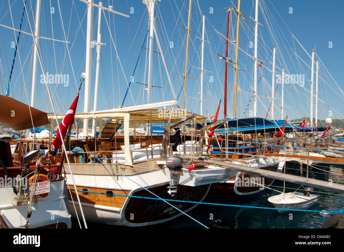 Sailing ships in the harbour, Marmaris, Muğla Province, Turkey Stock