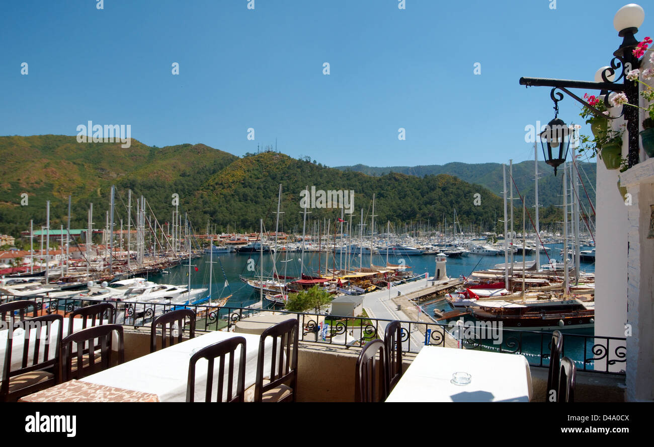 Sailing ships in the harbour, Marmaris, Muğla Province, Turkey Stock