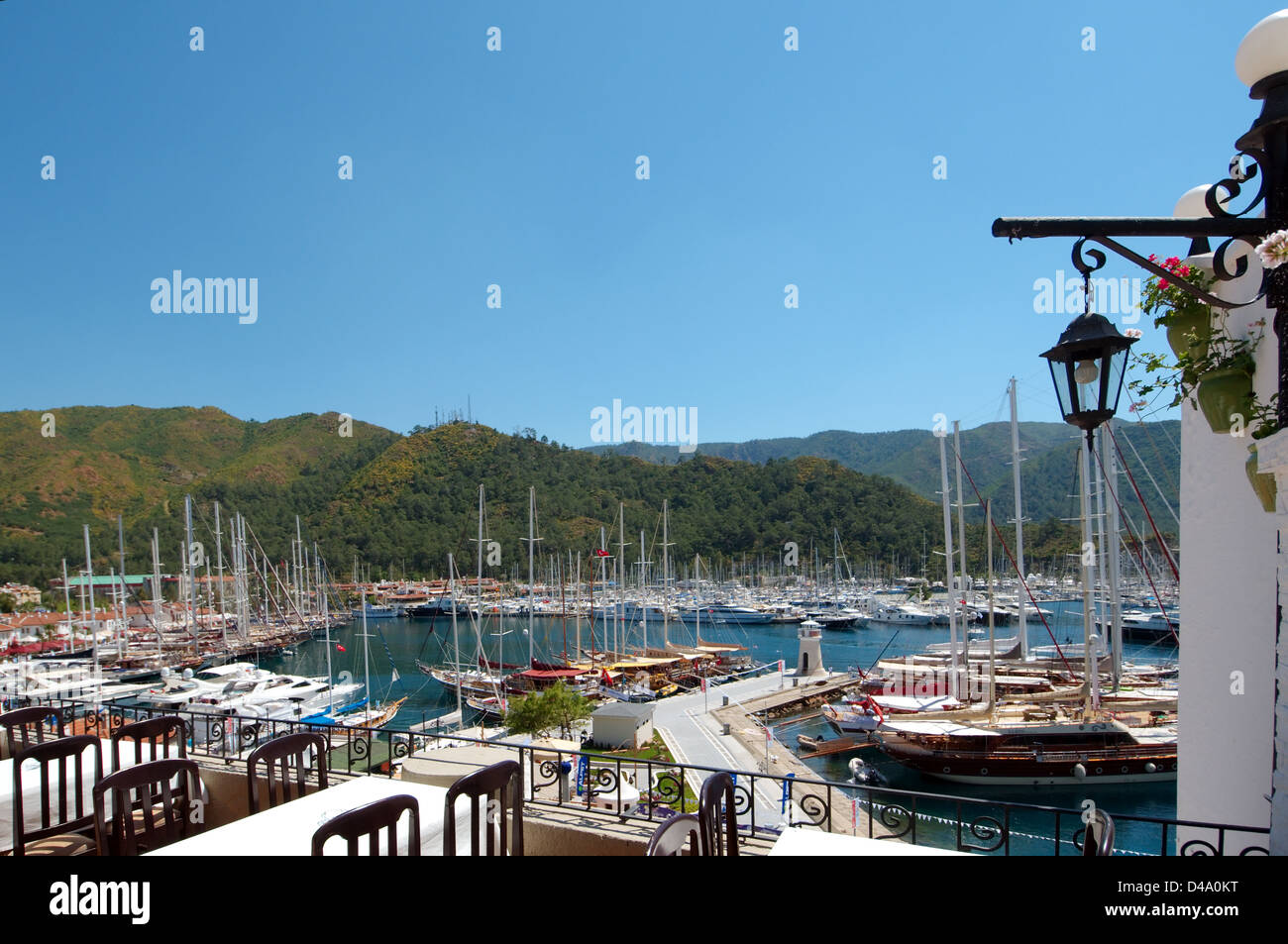 Sailing ships in the harbour, Marmaris, Muğla Province, Turkey Stock
