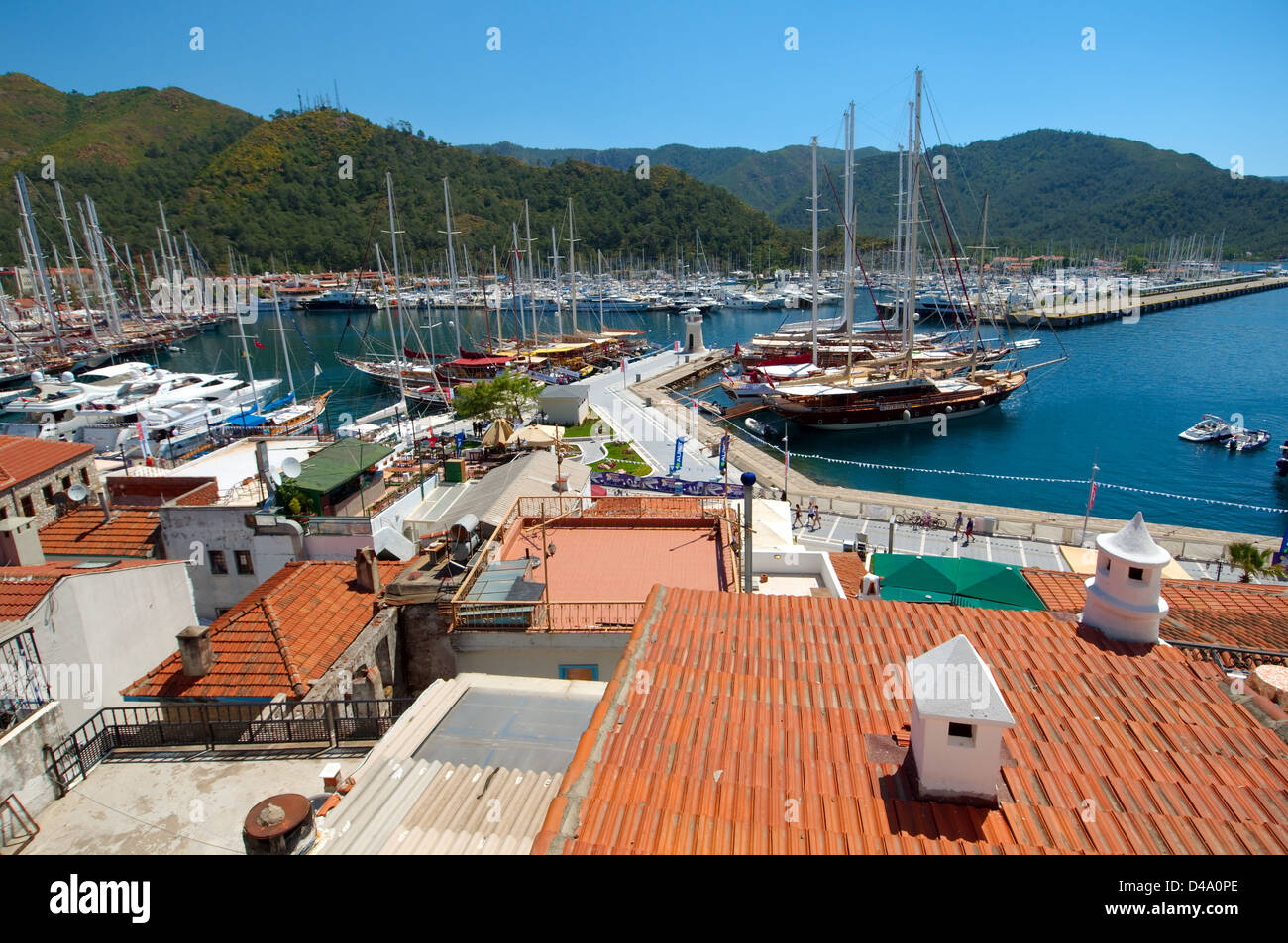 Sailing ships in the harbour, Marmaris, Muğla Province, Turkey Stock