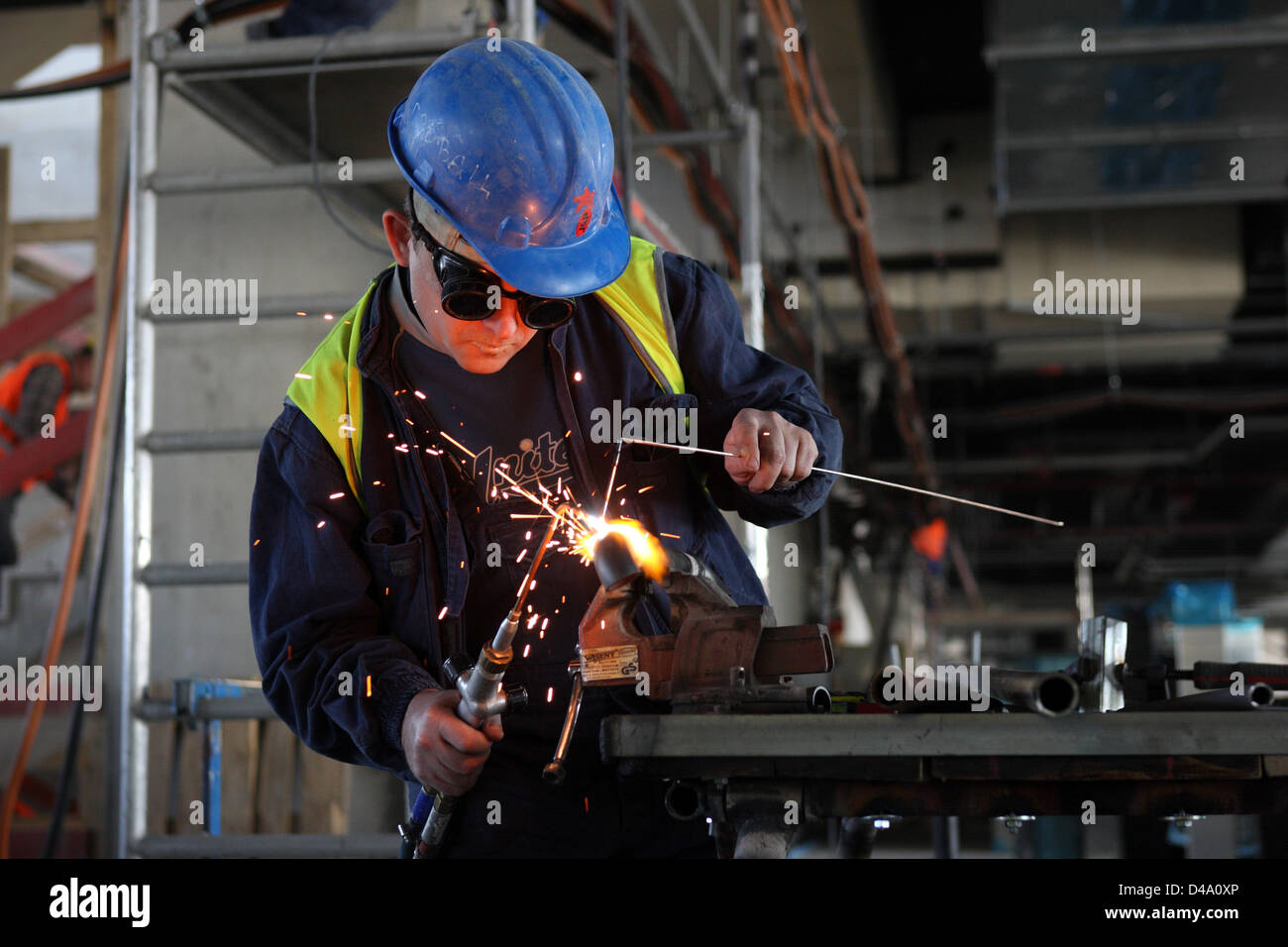 Schoenefeld, Germany, welders on the BBI construction site Stock Photo