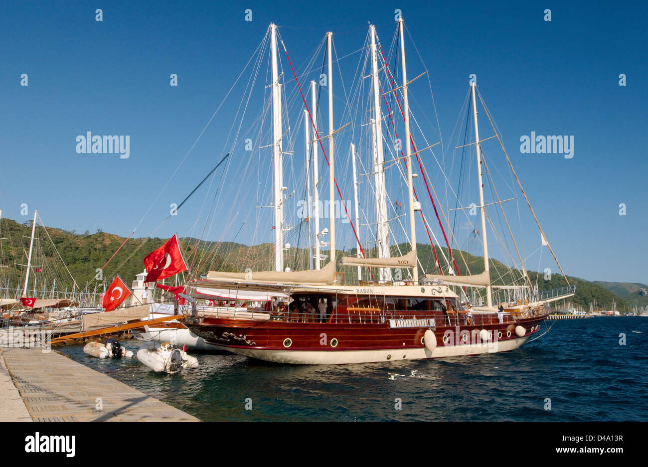 Sailing ships in the harbour, Marmaris, Muğla Province, Turkey Stock