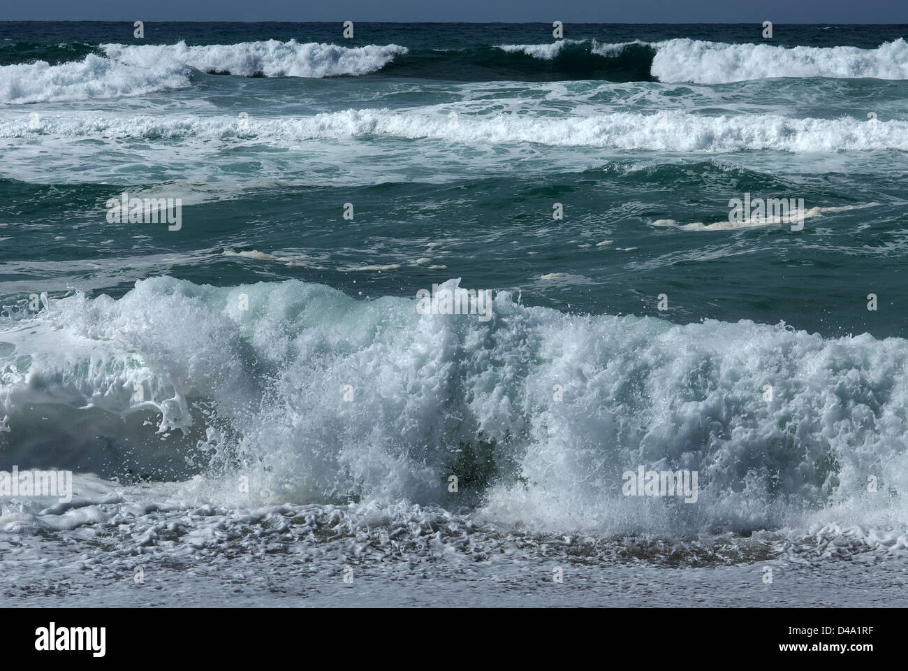 Sardinia, Italy, high waves on the beach of Costa Verde Stock Photo