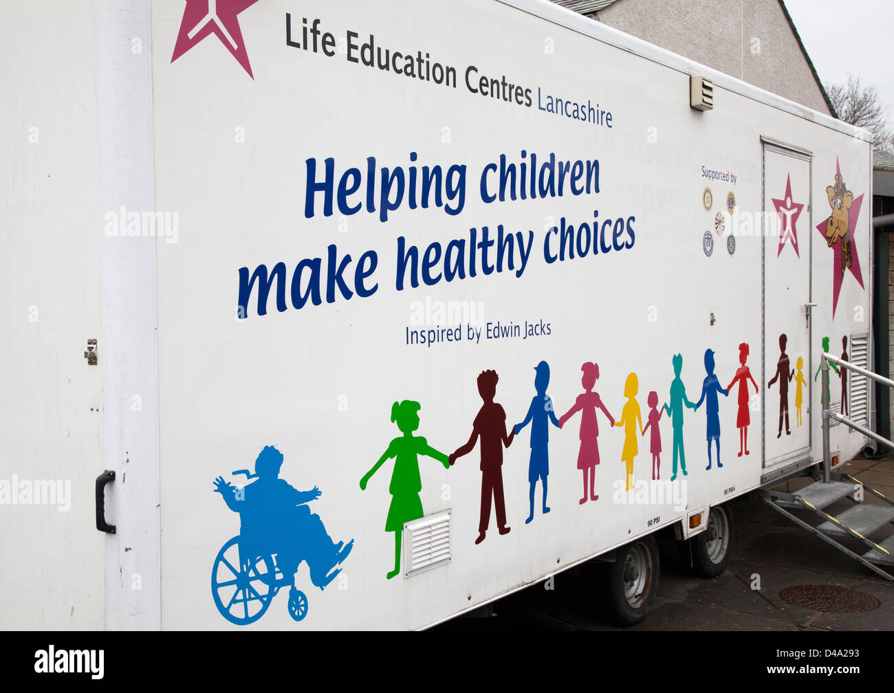 Life Education Centres Mobile Classroom at Arkholme, Cumbria, UK Stock Photo