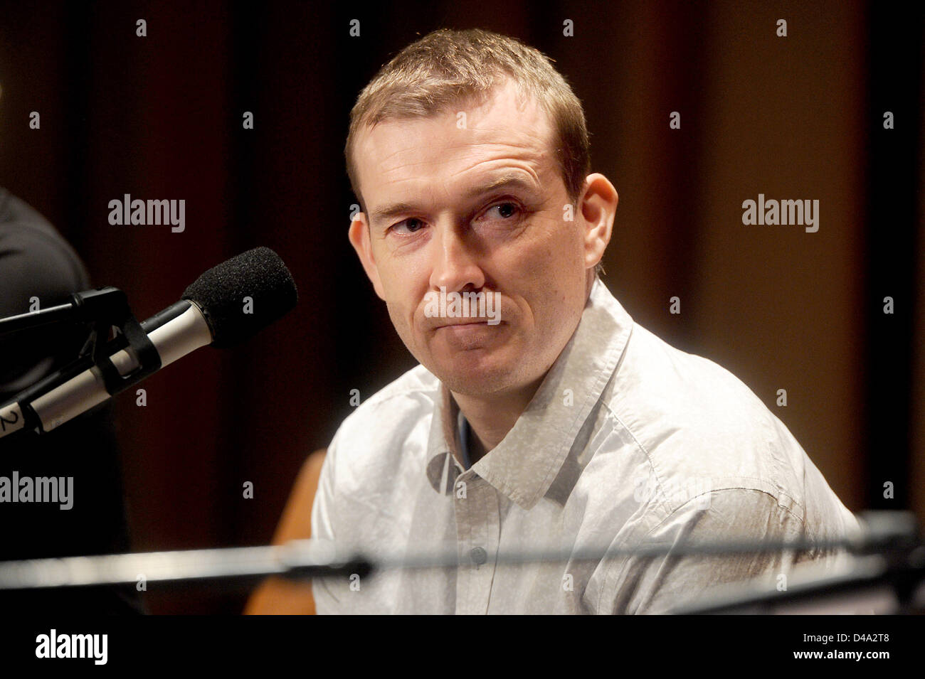Cologne, Germany, 9th March, 2013. British writer David Mitchell attends a reading of his book 'The Thousand Autumns of Jacob de Zoet: A Novel' at the literature festival Lit.Cologne in Cologne, Germany, 09 March 2013. Photo: Henning Kaiser/dpa/Alamy Live News Stock Photo