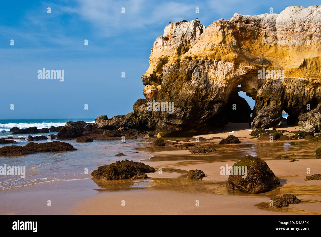 Praia da Rocha's beach area on the Atlantic Ocean in Algarve, southern Portugal Stock Photo