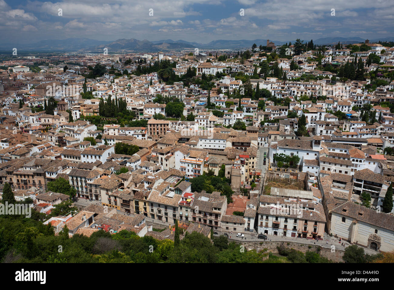 El Albayzín as it is seen from Alhambra palace Stock Photo