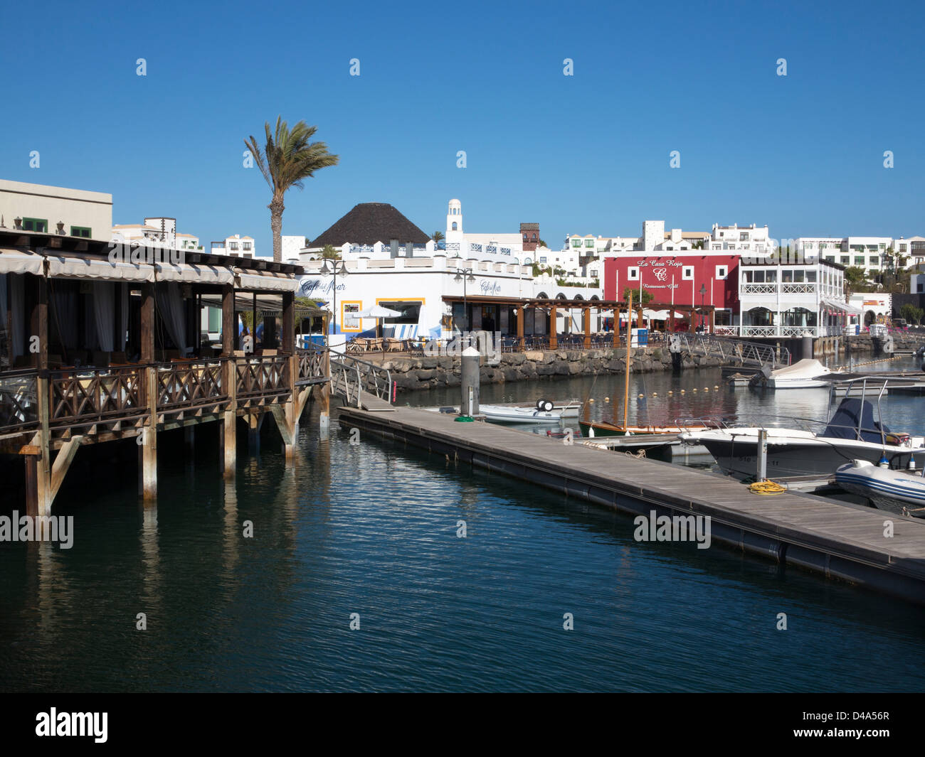 Restaurants around Marina Rubicon, Playa Blanca, Lanzarote Stock Photo
