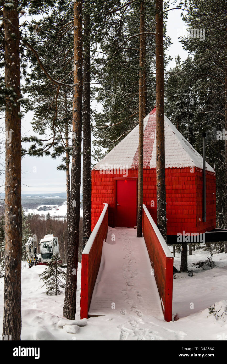 The Blue Cone Treehotel Harads Lapland Sweden Scandinavia Stock Photo