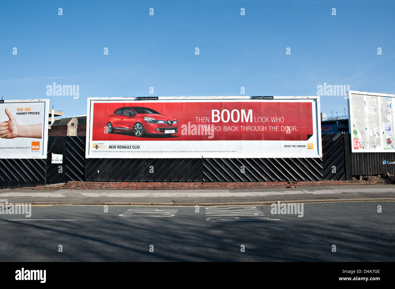 Several large advertising billboards, UK. Stock Photo