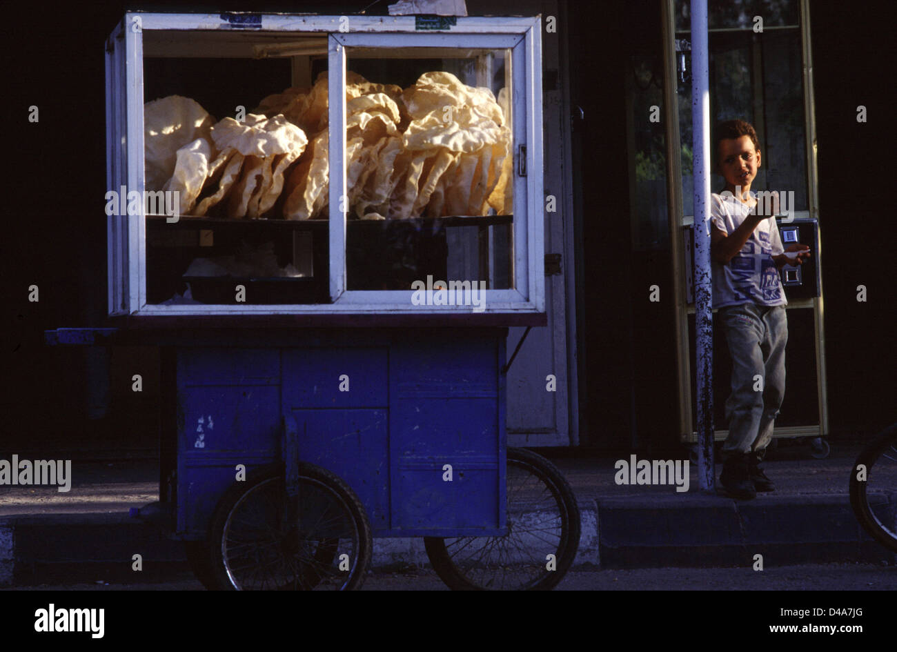 Mobile pastry stall in Jericho West bank Palestinian Authority territories Stock Photo