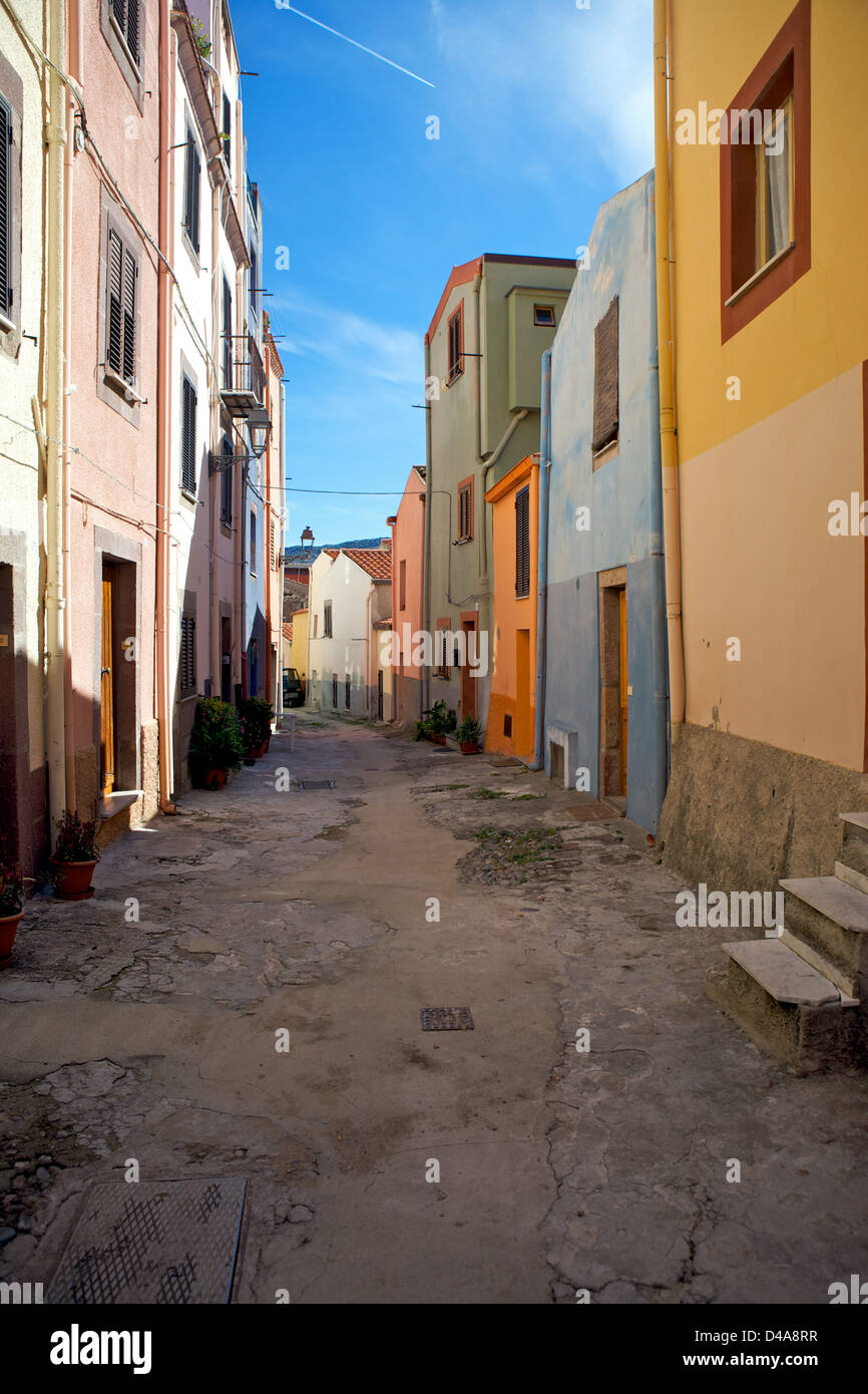 Colourful buildings of Sa Costa, Bosa, Sardinia, Italy Stock Photo