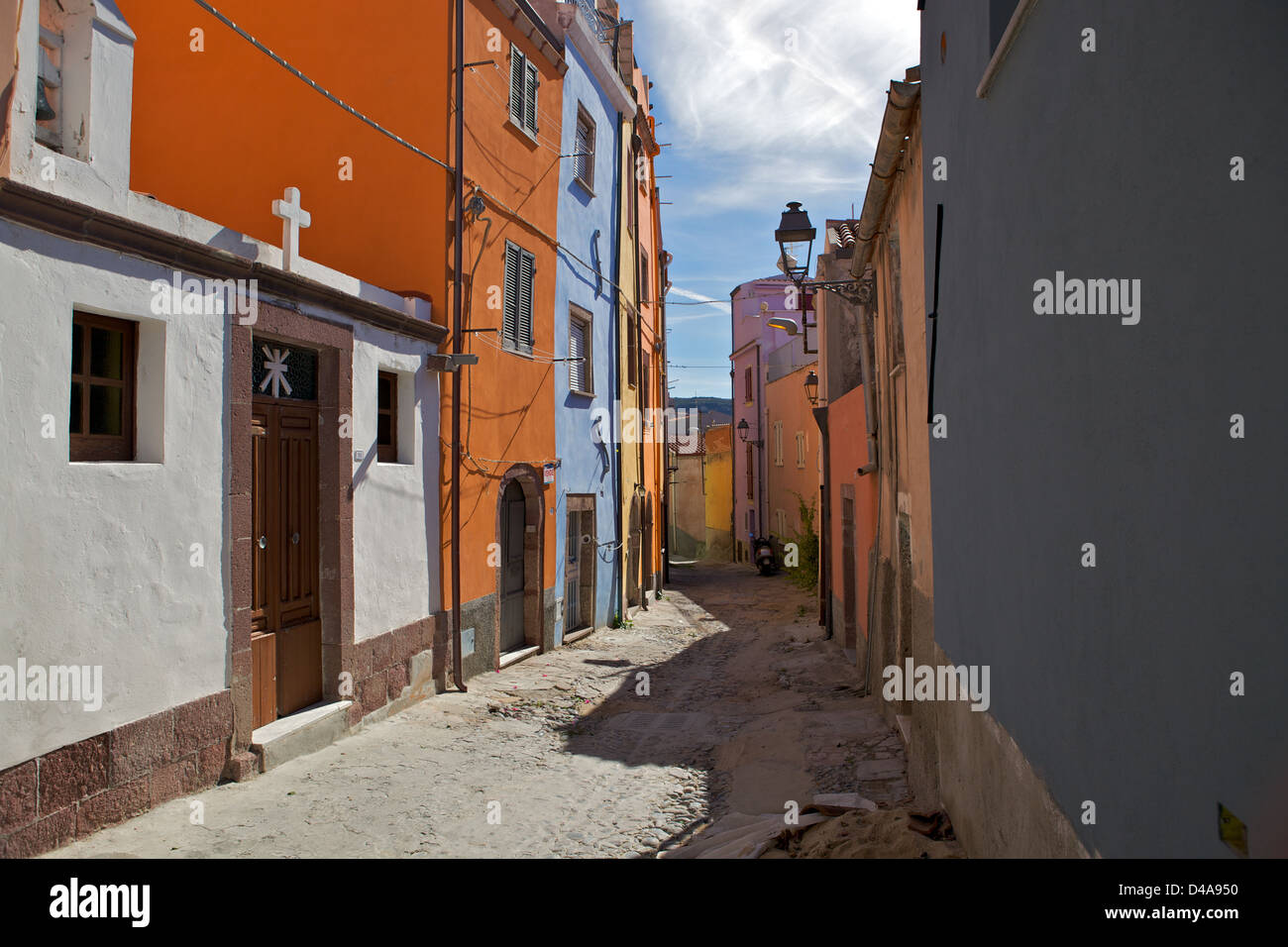 Colourful buildings of Sa Costa, Bosa, Sardinia, Italy Stock Photo