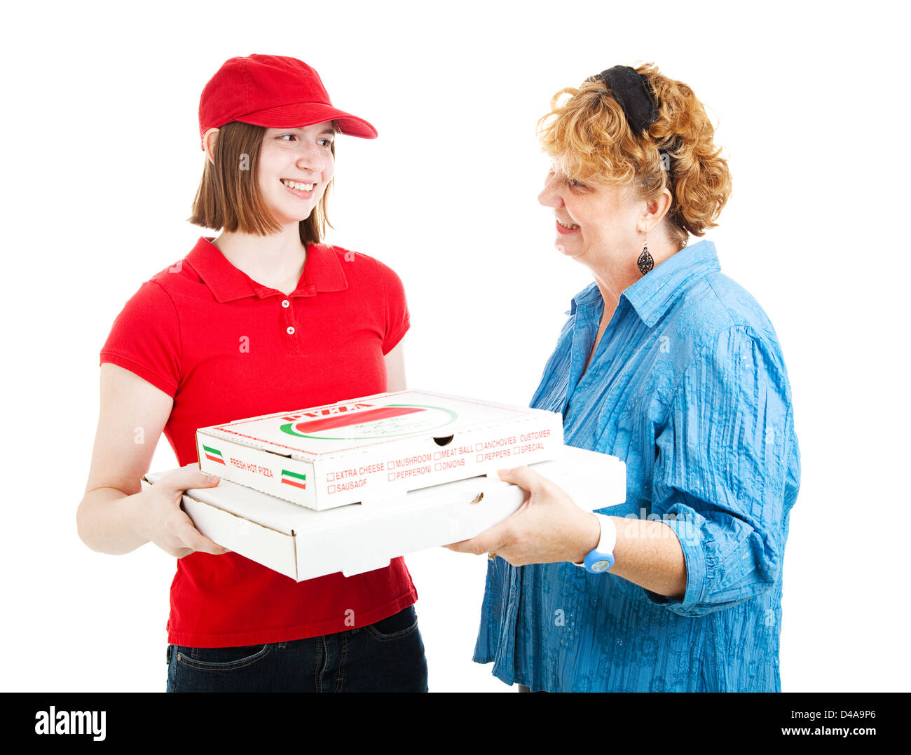 Customer receives extra service from pizza delivery girl