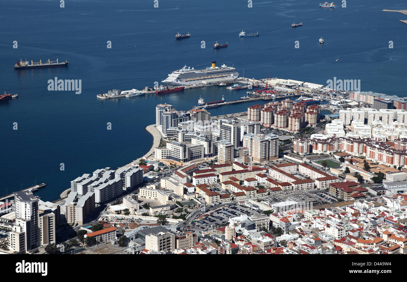 Aerial view of the Gibraltar city and harbor Stock Photo Alamy
