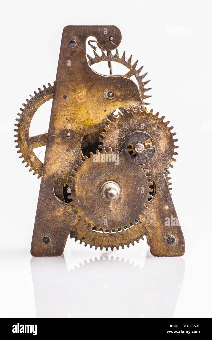 Antique clock gold gears Stock Photo Alamy