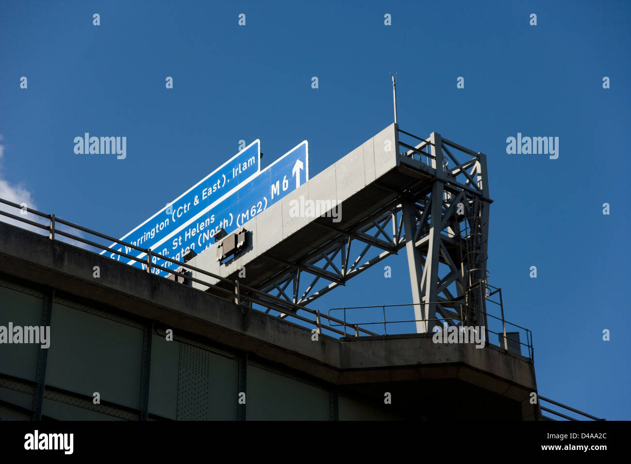 The M62 Thelwall Viaduct Bridge on the Manchester Ship Canal from the Mersey Ferry Stock Photo