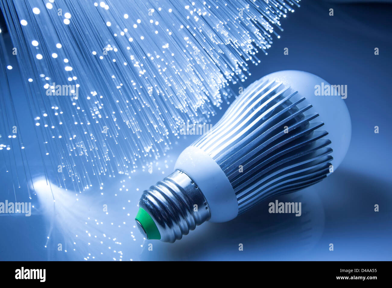 Fiber Optics Background With Lots Of Light Spots Stock Photo Alamy
