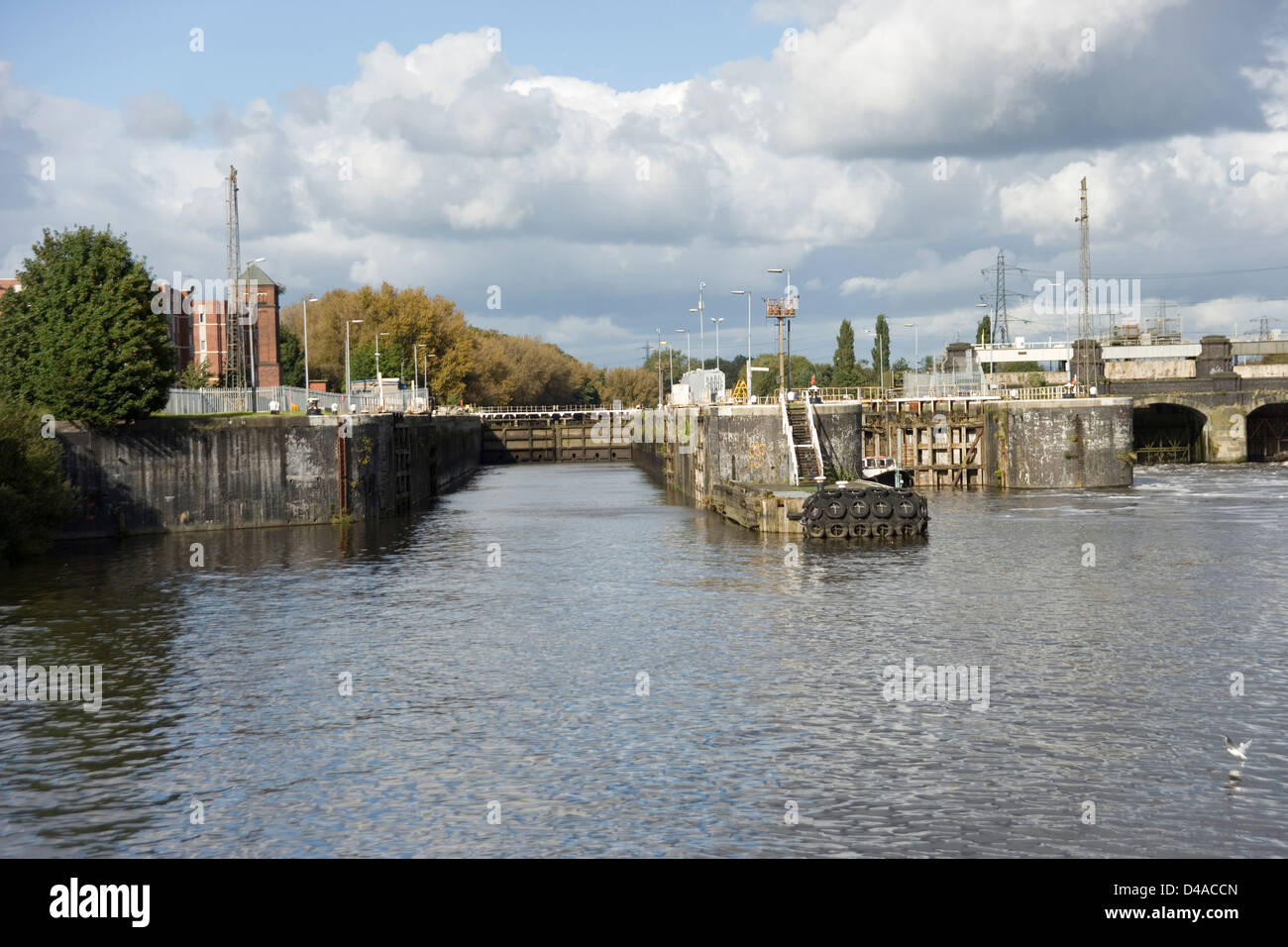 Irlam Locks on the Manchester Ship Canal from the Mersey Ferry Stock